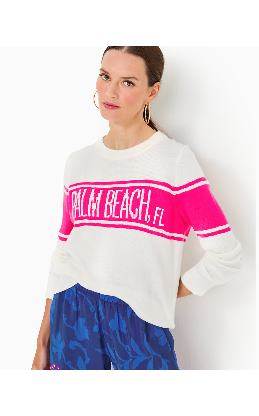 KELSA SWEATER-PASSION FRUIT PINK-PALM BEACH FL JACQUARD