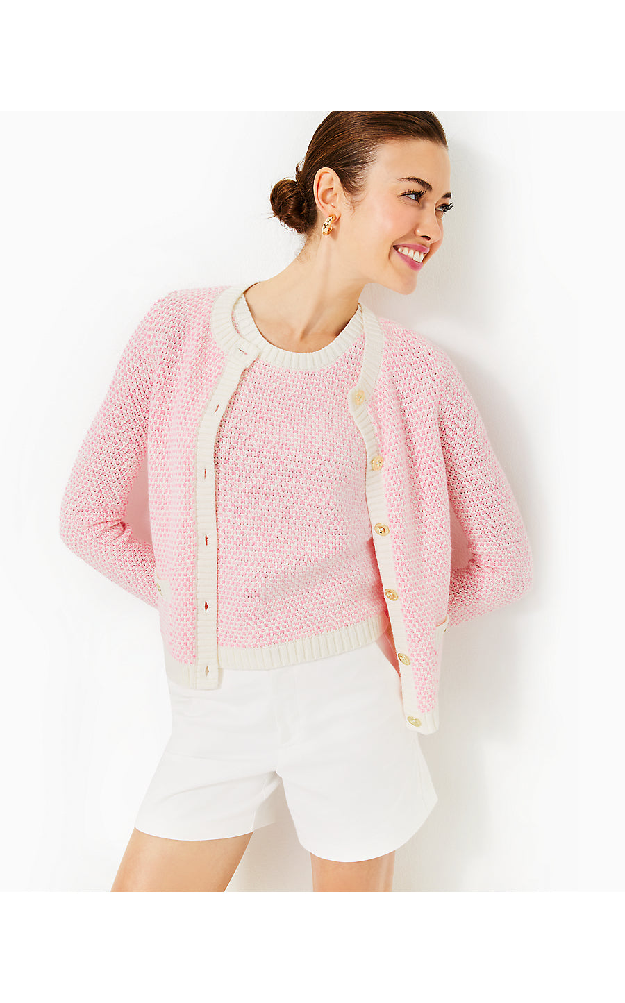 CAVAN SWEATER SET - HEATHERED CONCH SHELL PINK - COASTAL CHECK