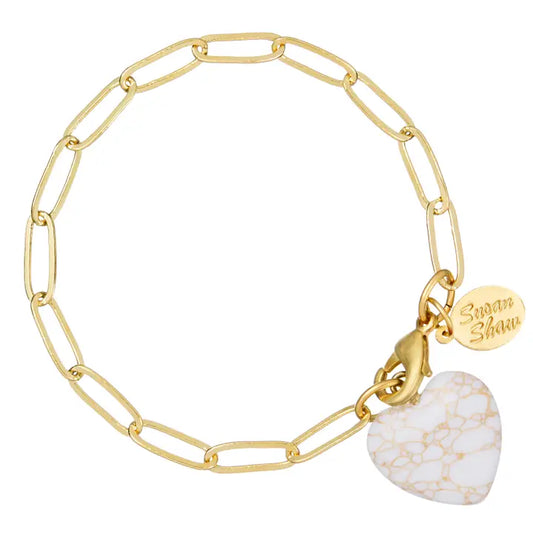 AUDREY HEART BRACELET - WHITE TURQUOISE
