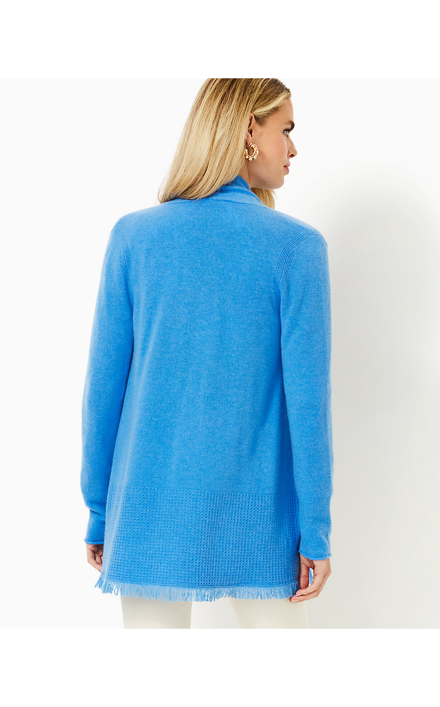 NOBLE CASHMERE CARDIGAN - HEATHERED BLUE STREAM