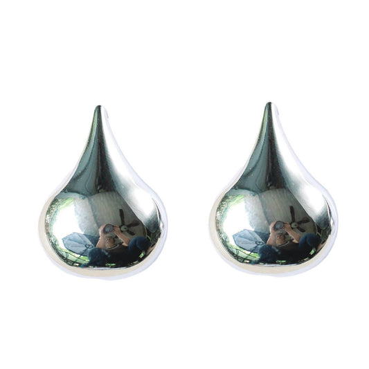 St Armands Designs of Sarasota - 1 Inch Silver Teardrop Statement Studs
