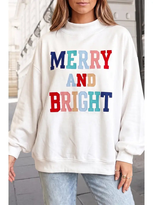 Merry and Bright Christmas Mockneck Sweatshirt