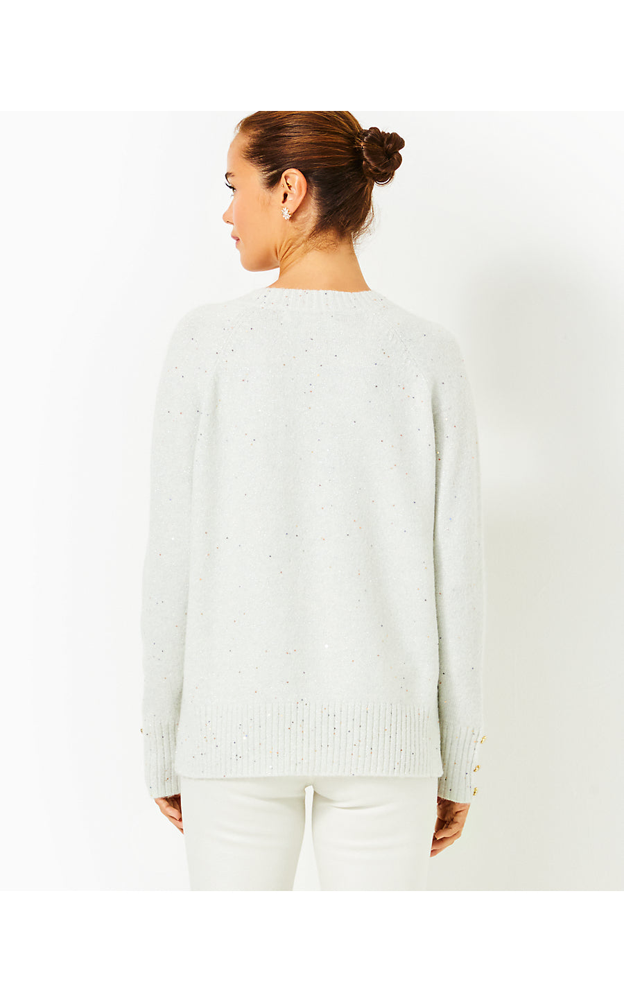 KAYCEE SEQUIN SWEATER - HEATHERED PEBBLE BEACH METALLIC