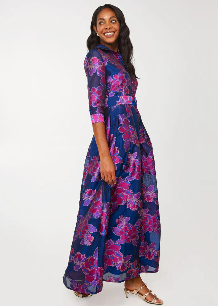 Cecilia Gown - Fuchsia Navy Peony Organza