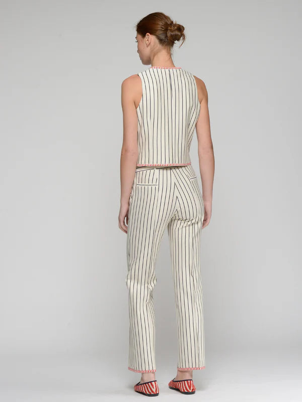 Diplomat Pant - Striped Red Trim