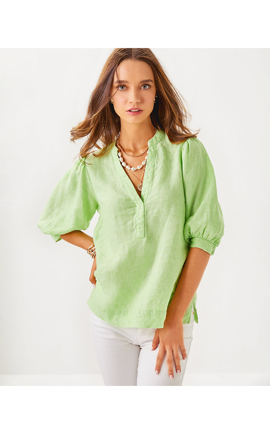 MIALEIGH TOP- JADE LIME X RESORT WHITE