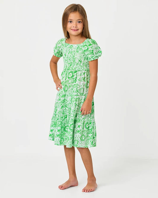 Mini Jilly Sleeved Midi Dress Putting Green Lil Fleur De Lilly