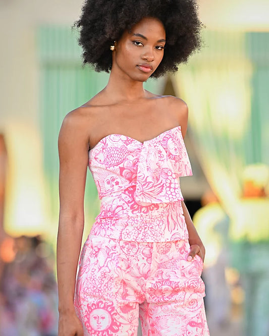 Parni Strapless Cropped Top Cherry Blossom Pink Fleur De Lilly