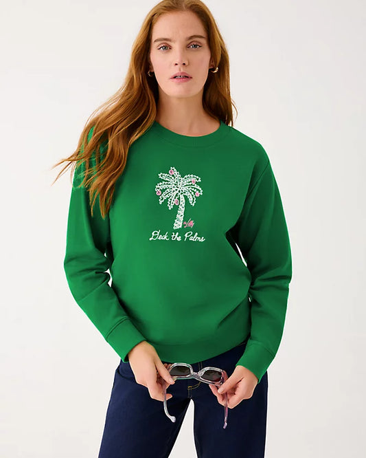 BALLAD LONG SLEEVE SWEATS - MULTI - DECK THE PALMS EMBROIDERY