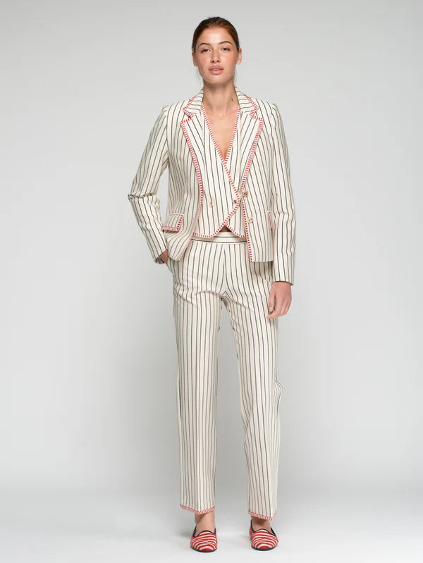 Diplomat Pant - Striped Red Trim