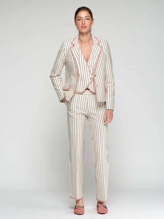 Diplomat Pant - Striped Red Trim