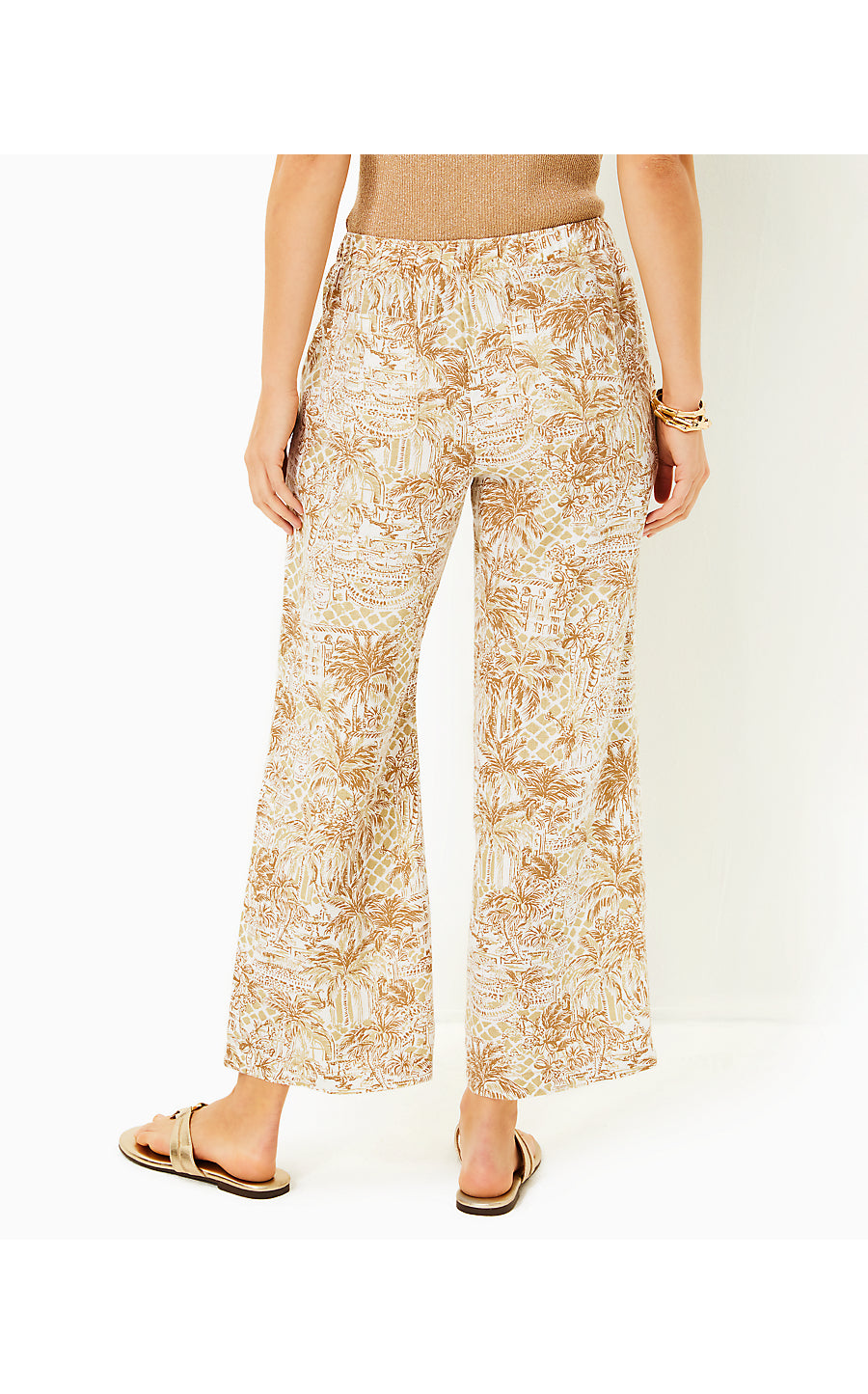 BRAWLEY LINEN CROP PANT - SAND BAR - PALM BEACH PARADISE