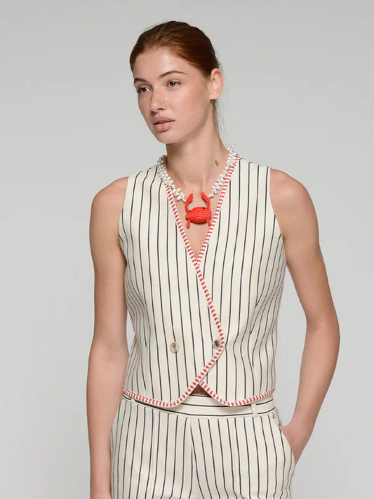 Diplomat Vest - Striped Red Trim