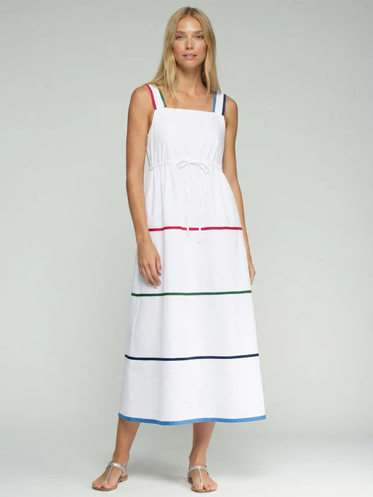 Poplin Dress - White and Colored Stripes