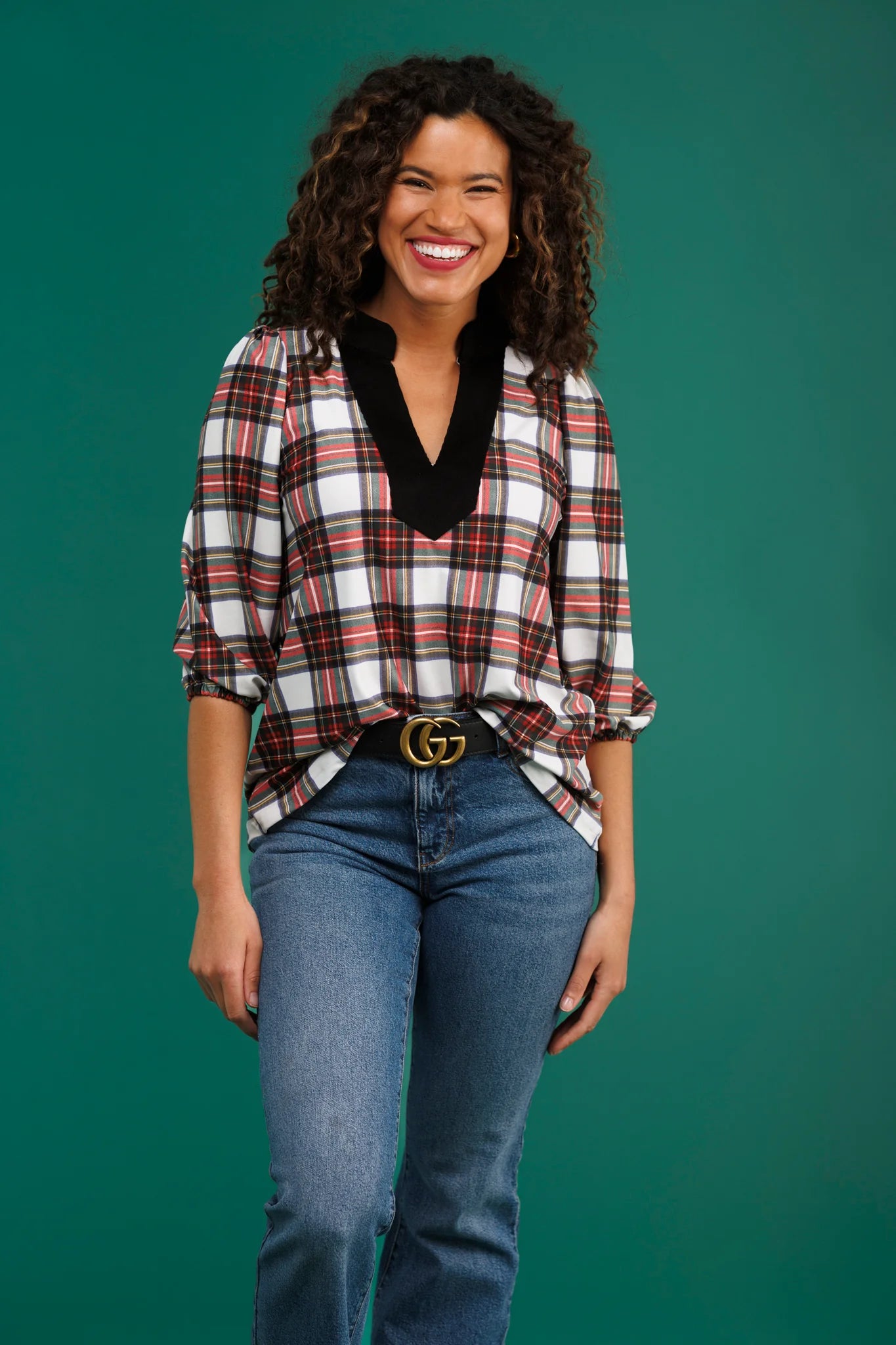 THE ELIZA TOP - WINTER TARTAN