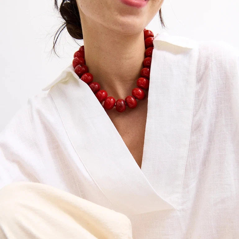 Joan Semi-Precious Necklace - Red