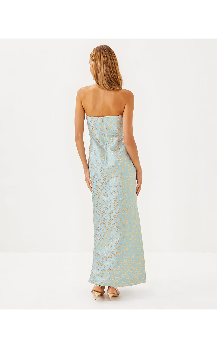 CARLYNN MAXI DRESS - BLUETTE - DITSY DAISY METALLIC BROCADE