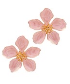 Flower Pearlized Enamel Earrings - Light Pink