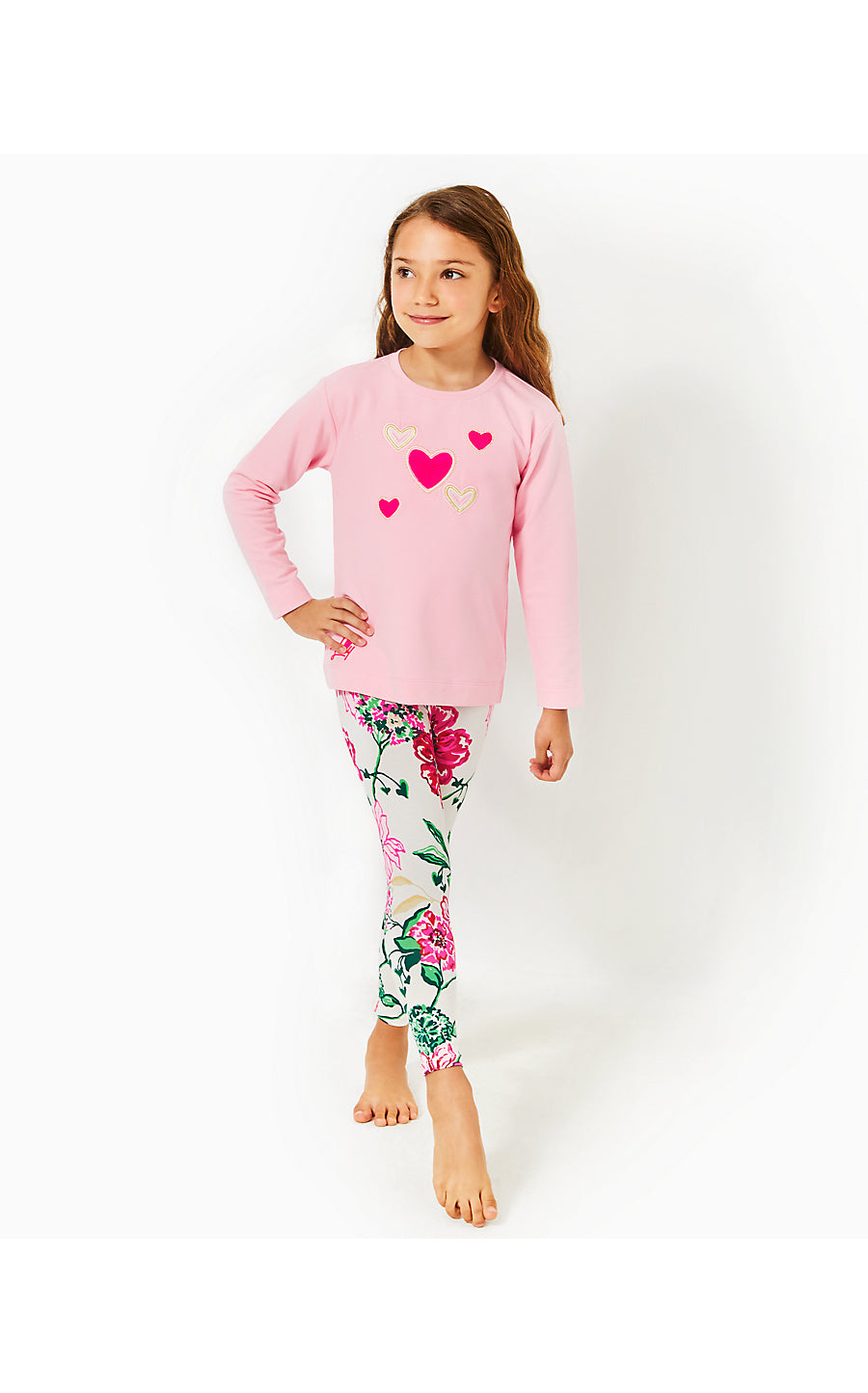 MINI BALLAD SWEATSHIRT - CONCH SHELL PINK HEARTS EMBELLISHMENT