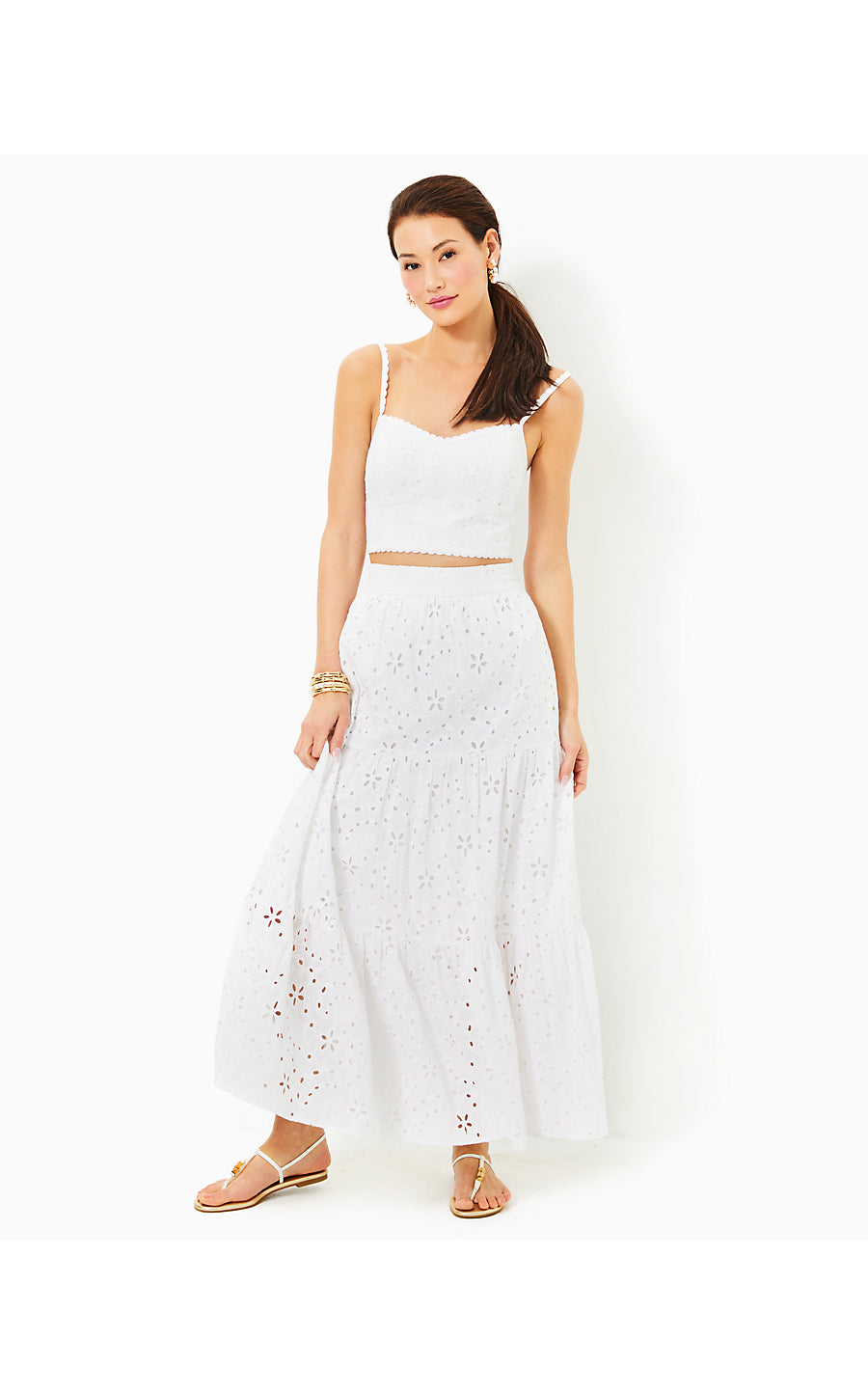 WINSLOW EYELET MAXI SKIRT - RESORT WHITE - SEALIFE EYELET