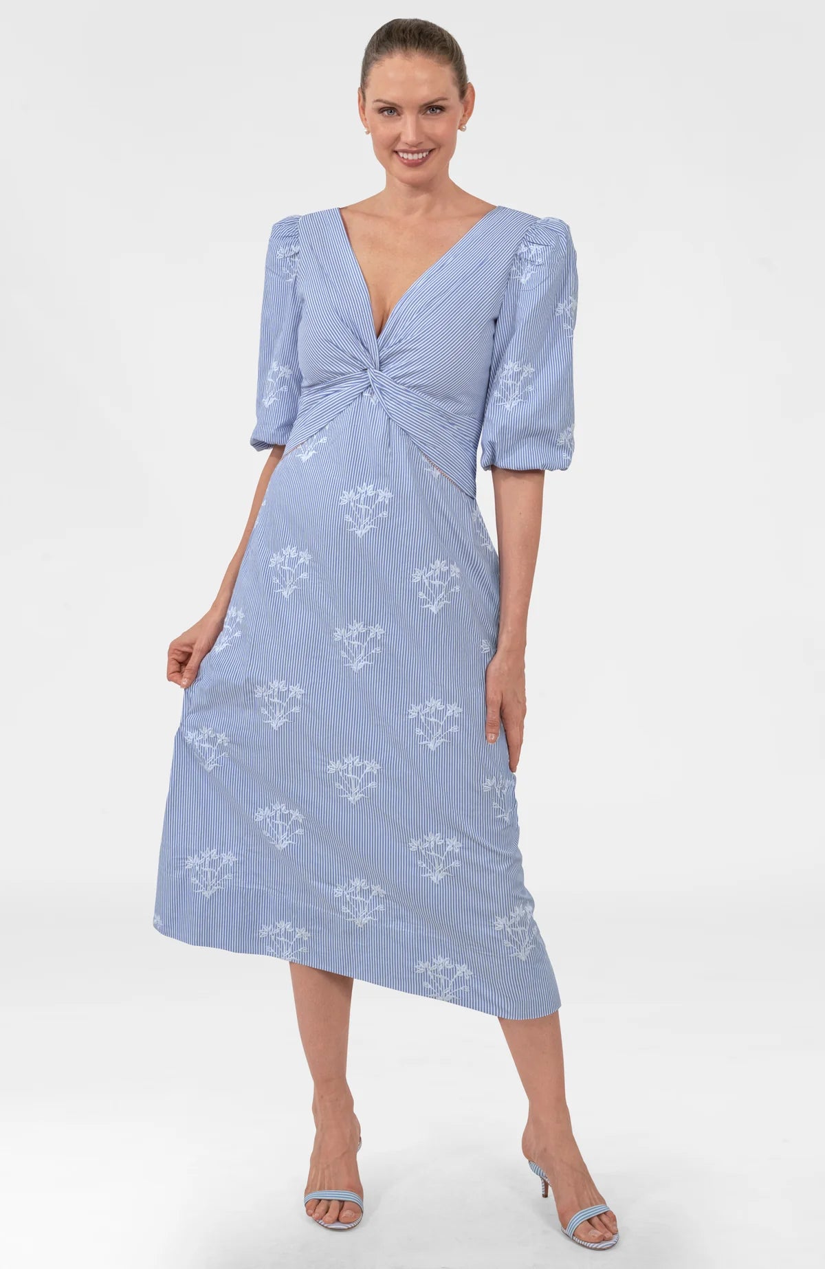 Twister Long Dress - Stripe Periwinkle