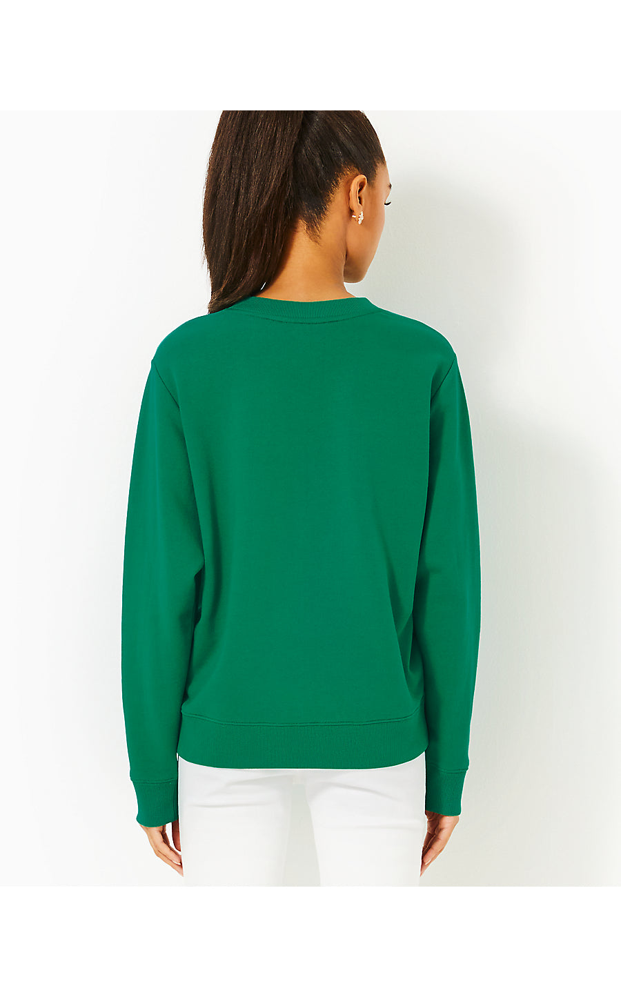 BALLAD LONG SLEEVE SWEATS - FIDDLE LEAF GREEN - BOW EMBELLISHMENT