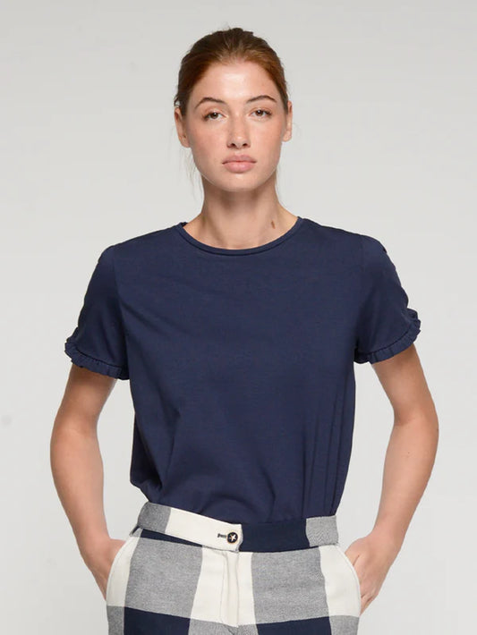 Marino Top - Navy Ruffle