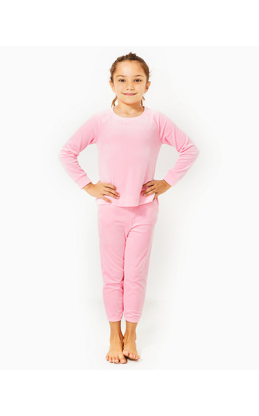 MINI MALLIE VELOUR PANT - CONCH SHELL PINK