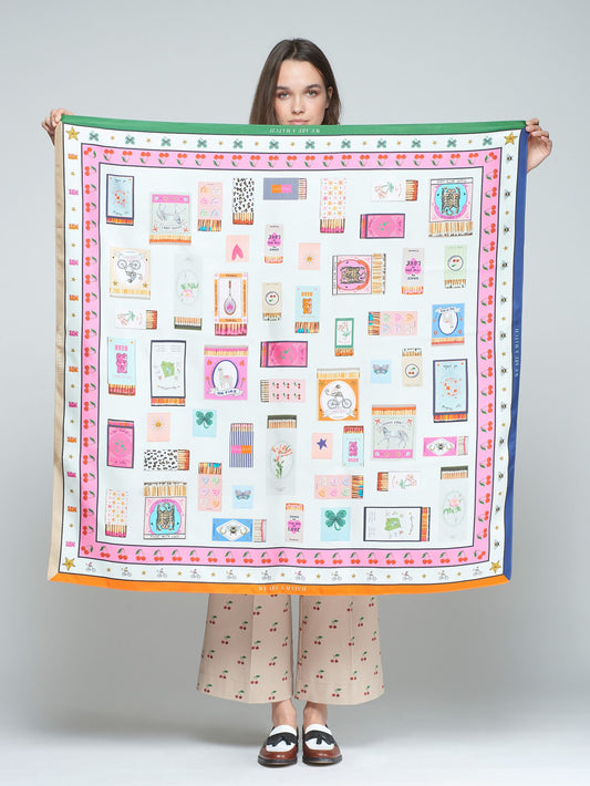 SILK FOULARD MATCHBOX PRINT/FOULARD SILK CERILLAS SEDA