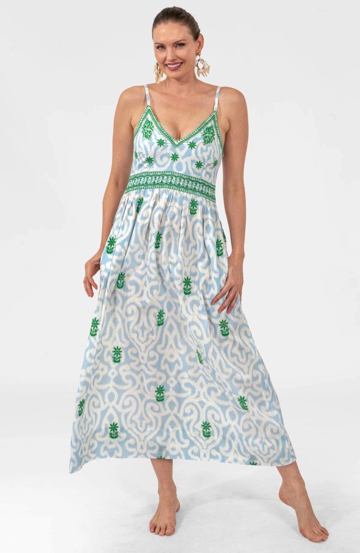 Fiesta Maxi Dress - Arabesque - Light Blue