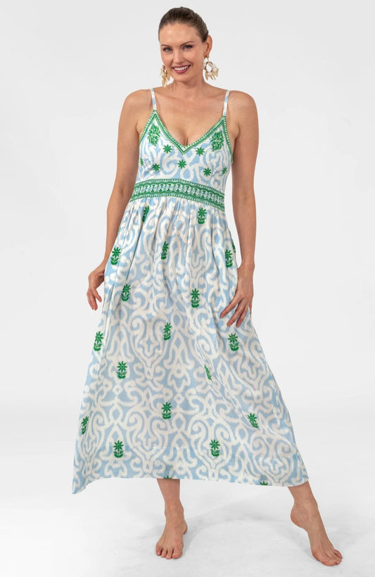 Fiesta Maxi Dress - Arabesque - Light Blue