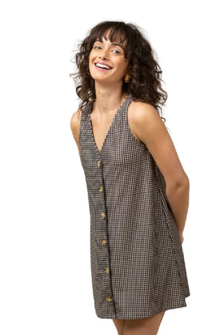 THE DOROTHY DRESS - BLACK BEIGE GINGHAM