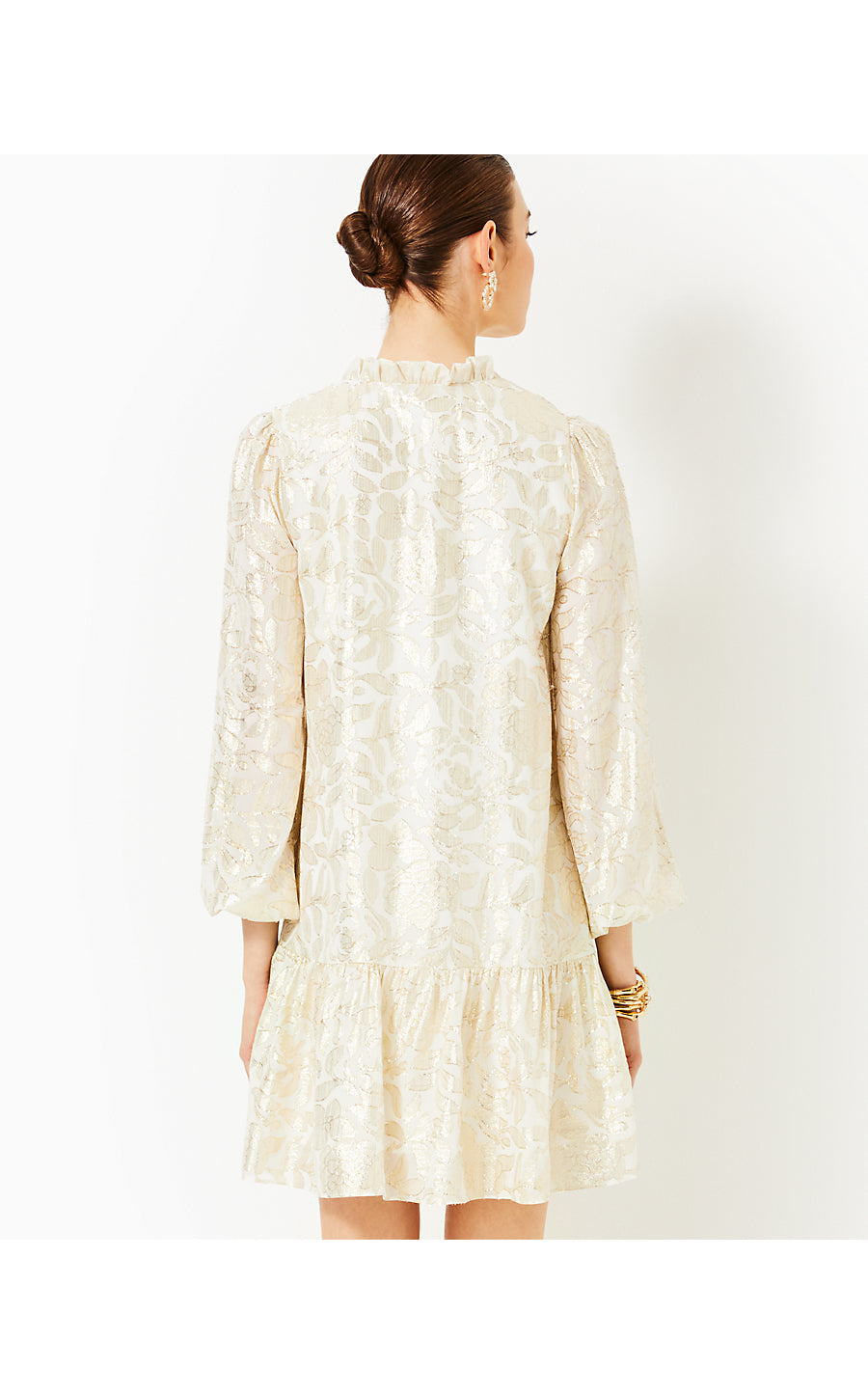 EVALINE SILK DRESS - COCONUT - FLORAL BLOOM SILK CLIP