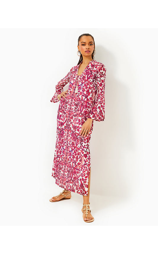 IRELLA MAXI CAFTAN DRESS - COCONUT - SLICE OF PARADISE ENGINEERED WOVEN MAXI DRESS