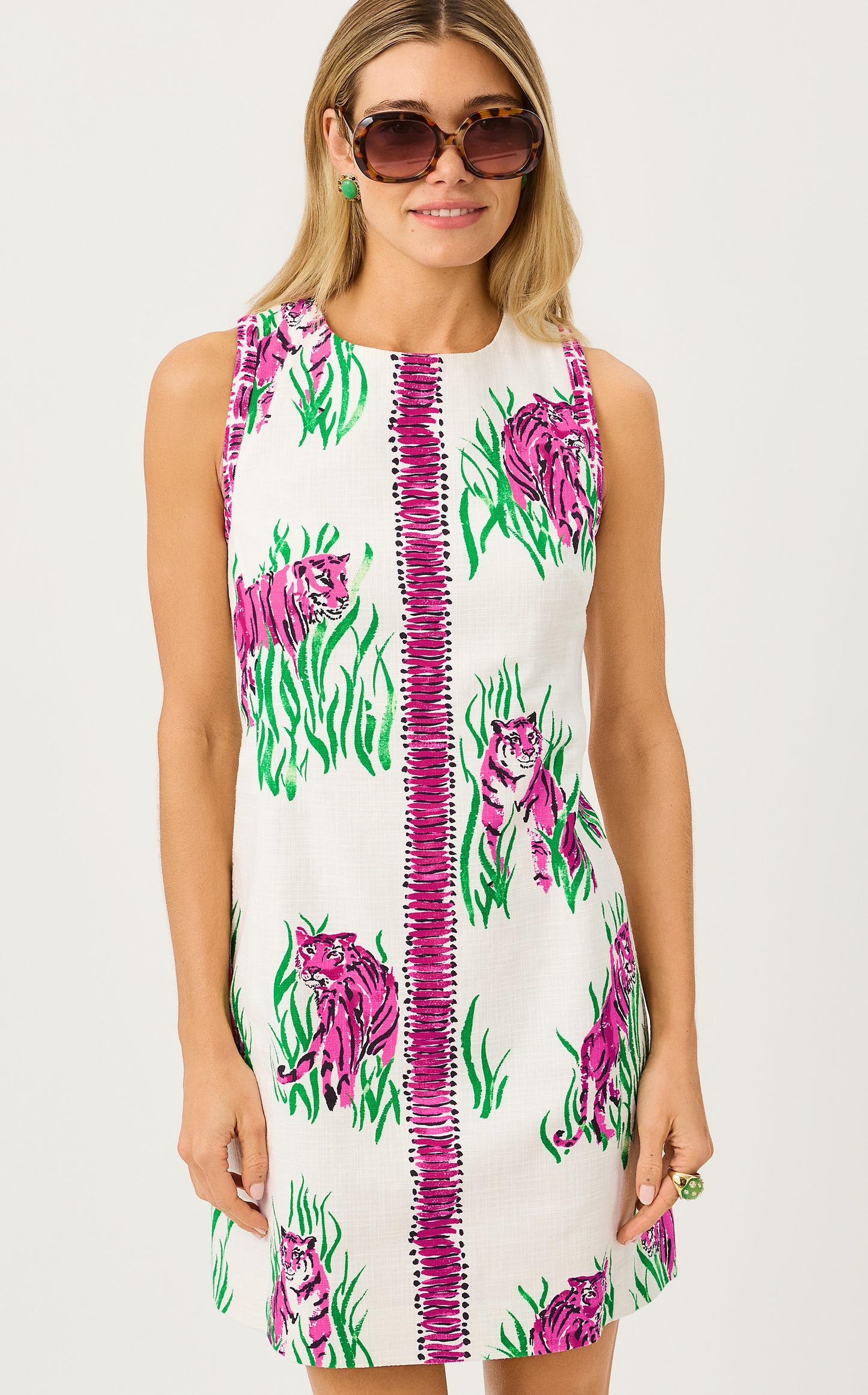 DEVYN STRETCH SHIFT-COCONUT-CAMOUFLAGE CATWALK ENGINEERED WOVEN SHIFT