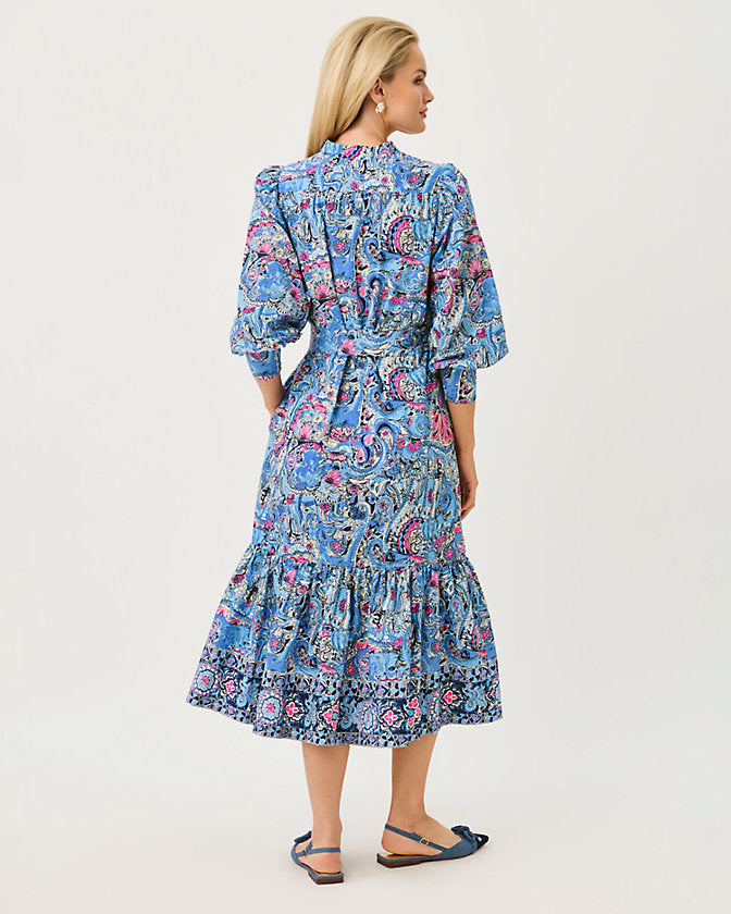 DRENA MIDI DRESS - MULTI - PAISLEY PARADE ENGINEERED WOVEN SHIRTDRESS