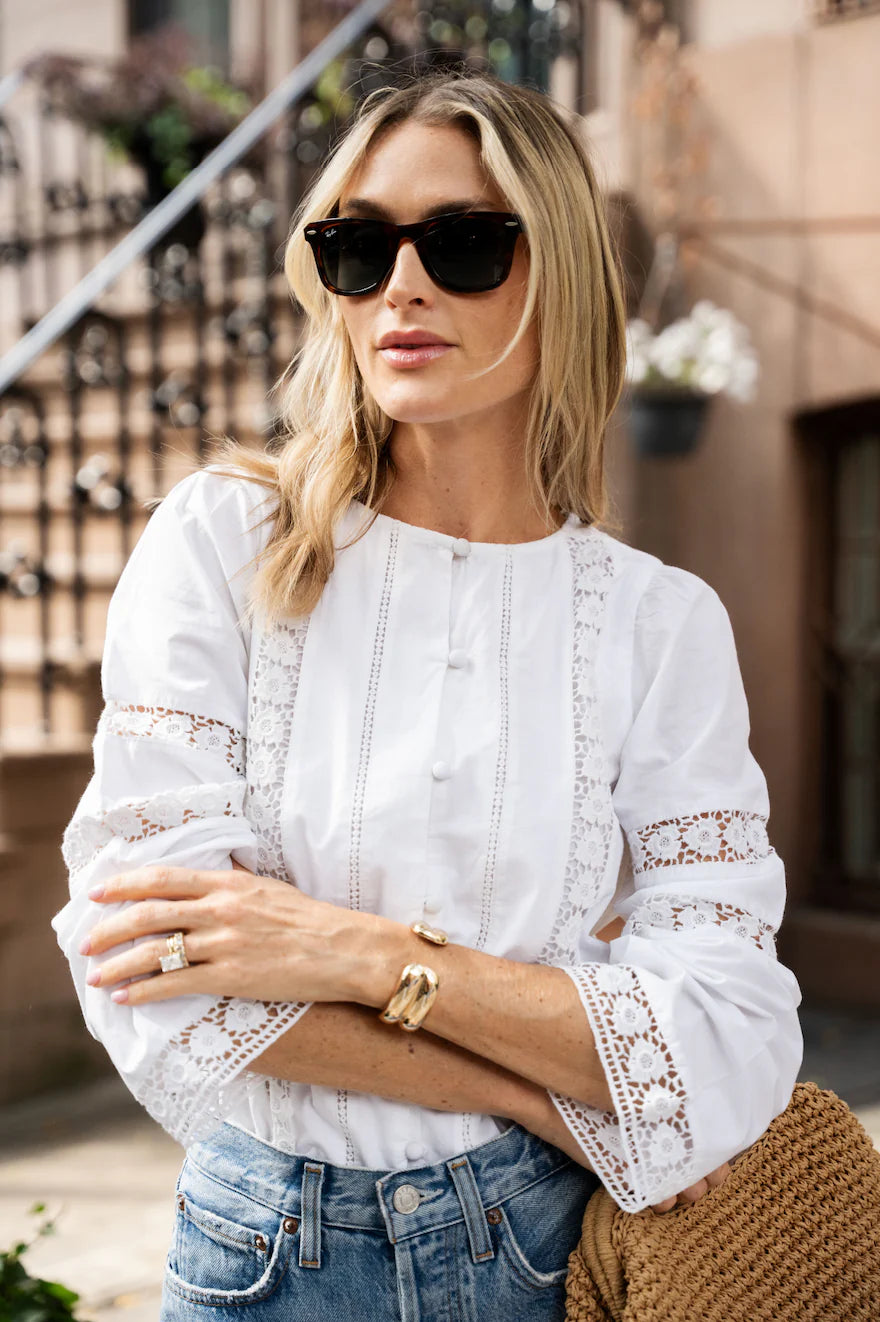 Button Front Blouse - White
