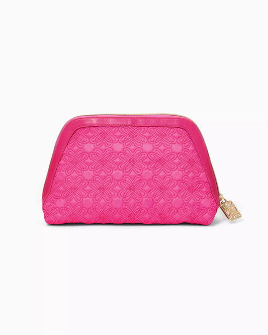 LARSEN POUCH-PASSION FRUIT PINK-QUILTED BUTTERFLY PATTERN ACCESSORIES-1 SZ