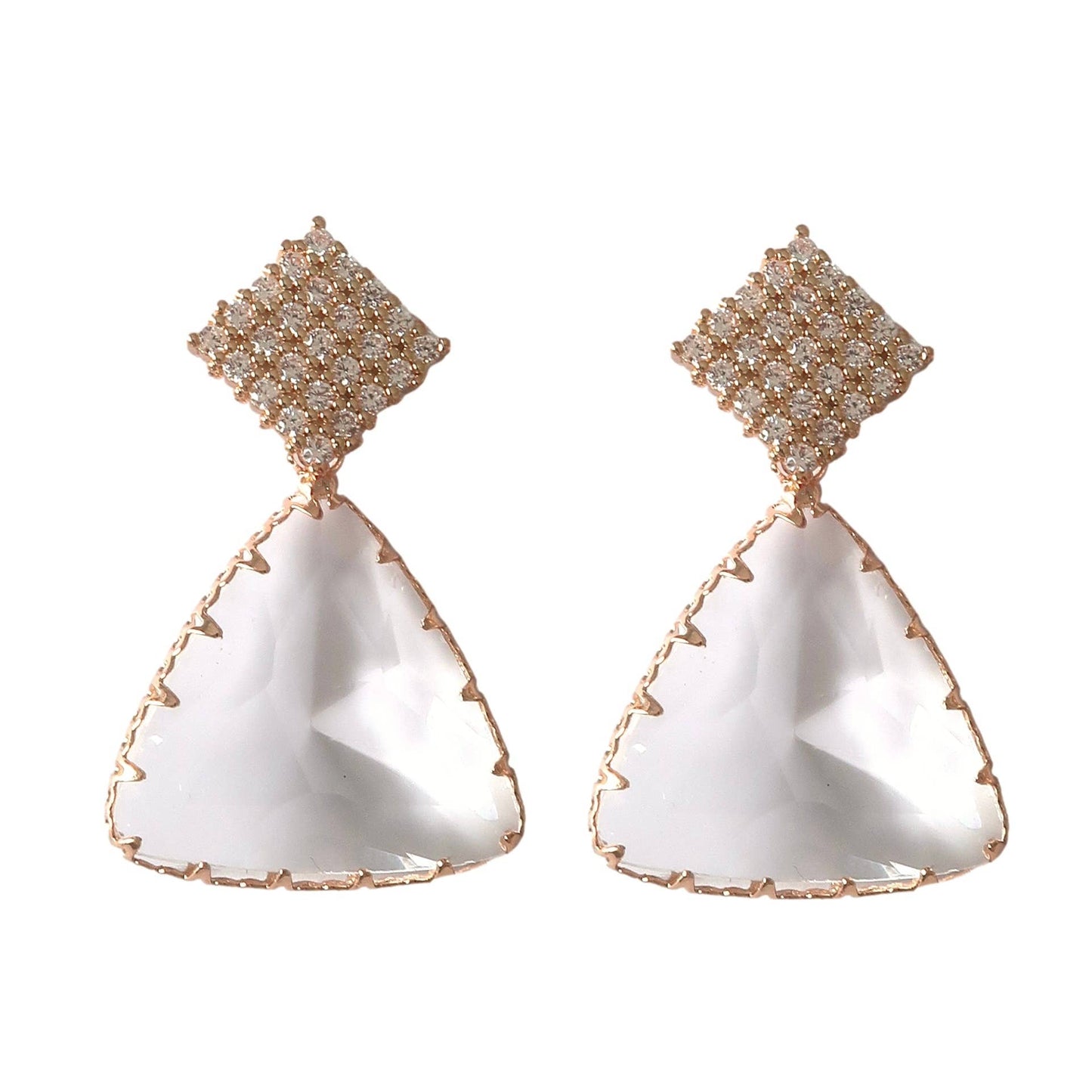 St Armands Designs of Sarasota - Diamond Pave and Crystal Drop Holiday Statement Earrings