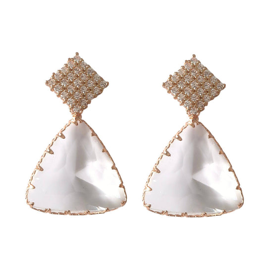 St Armands Designs of Sarasota - Diamond Pave and Crystal Drop Holiday Statement Earrings