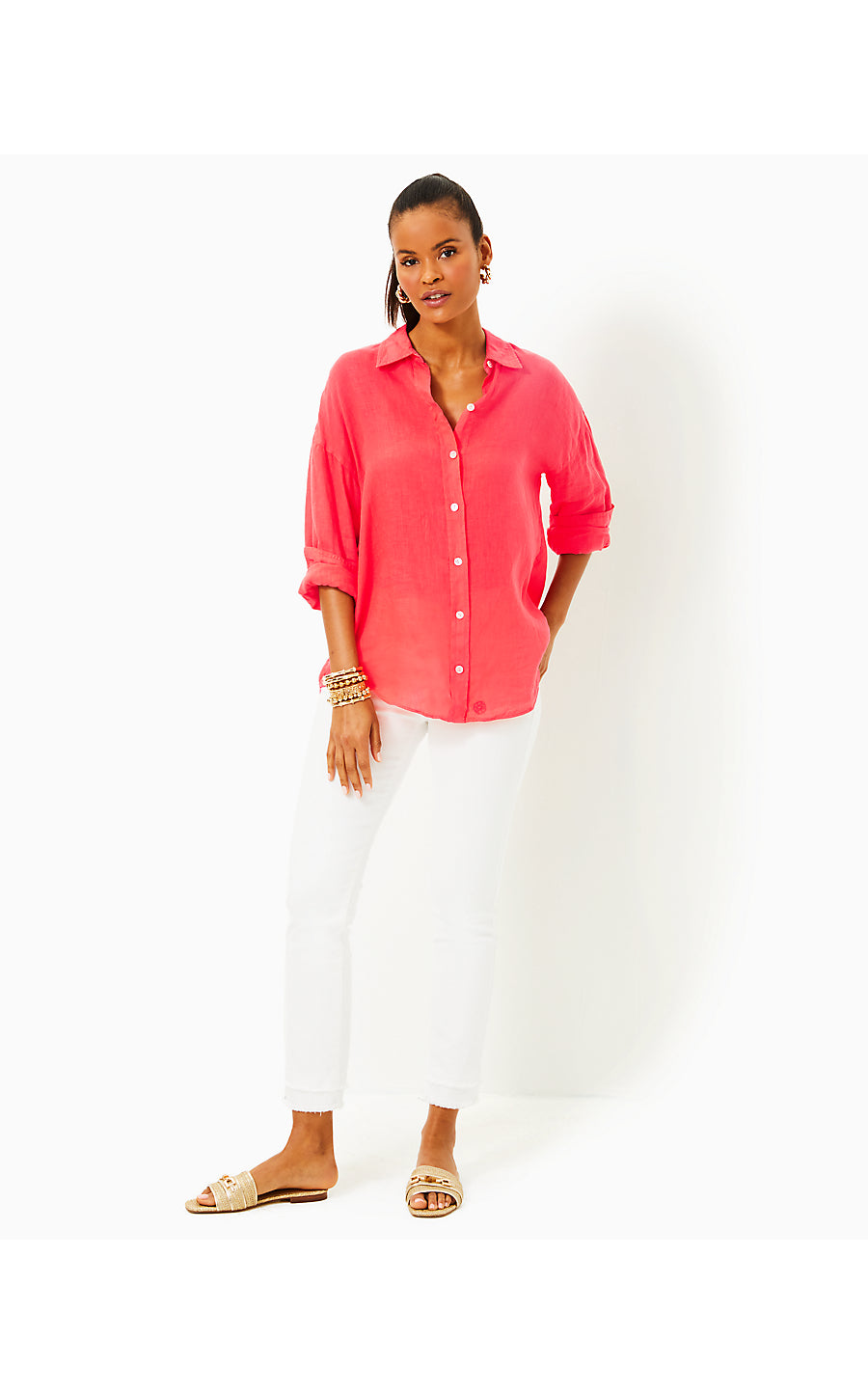 STEVEY RELAXED BUTTON DOWN - MIZNER RED