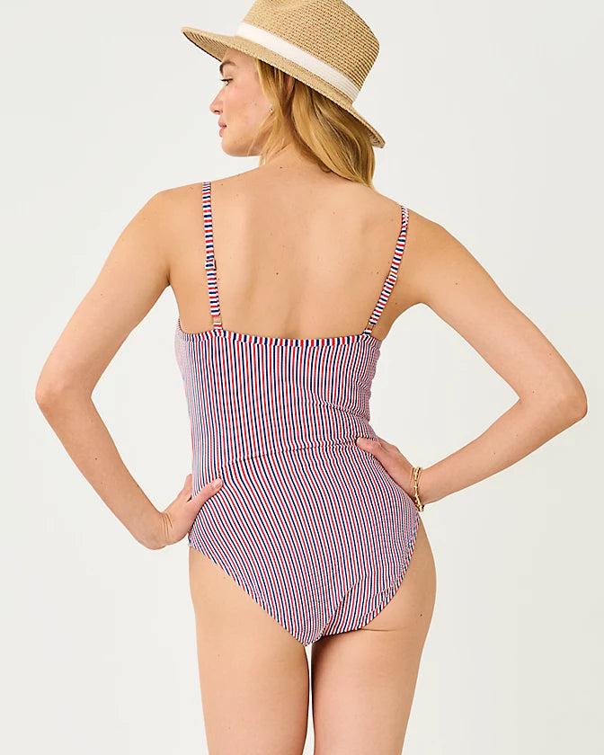 RHIANNAN ONE PIECE - RESORT WHITE X PARADISE PUNCH X STARLIGHT NAVY - SEERSUCKER STRIPE SWIM
