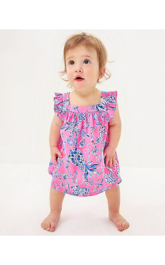 PLUMERIA INFANT DRESS - ROUSSEAU PINK - BAREFOOT BEACHCOMBERS