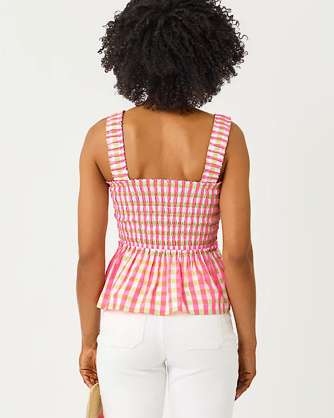 HADLY SMOCKED TOP - CHERRY BLOSSOM PINK - SUMMER LOVIN GINGHAM
