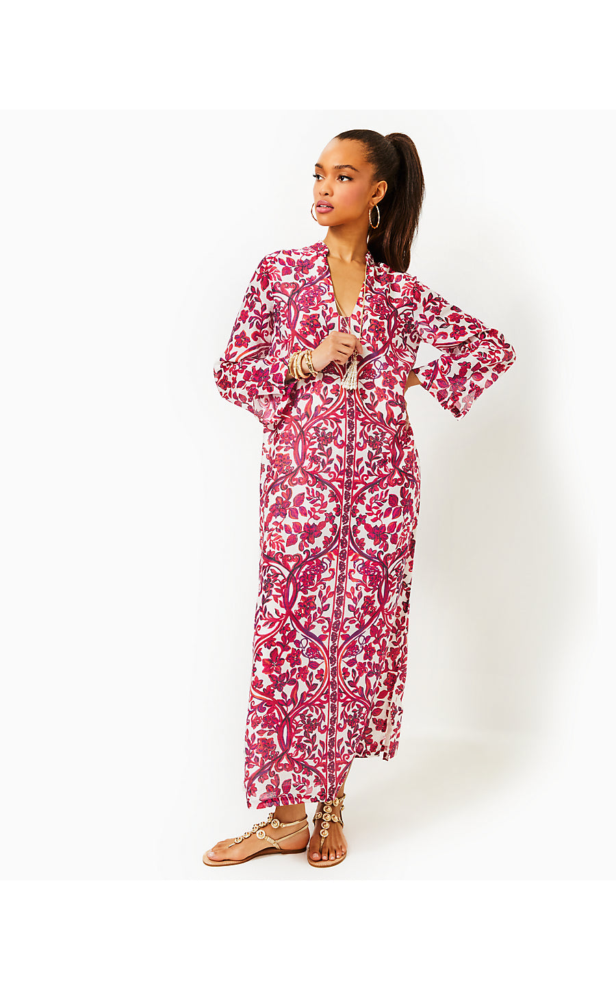 IRELLA MAXI CAFTAN DRESS - COCONUT - SLICE OF PARADISE ENGINEERED WOVEN MAXI DRESS