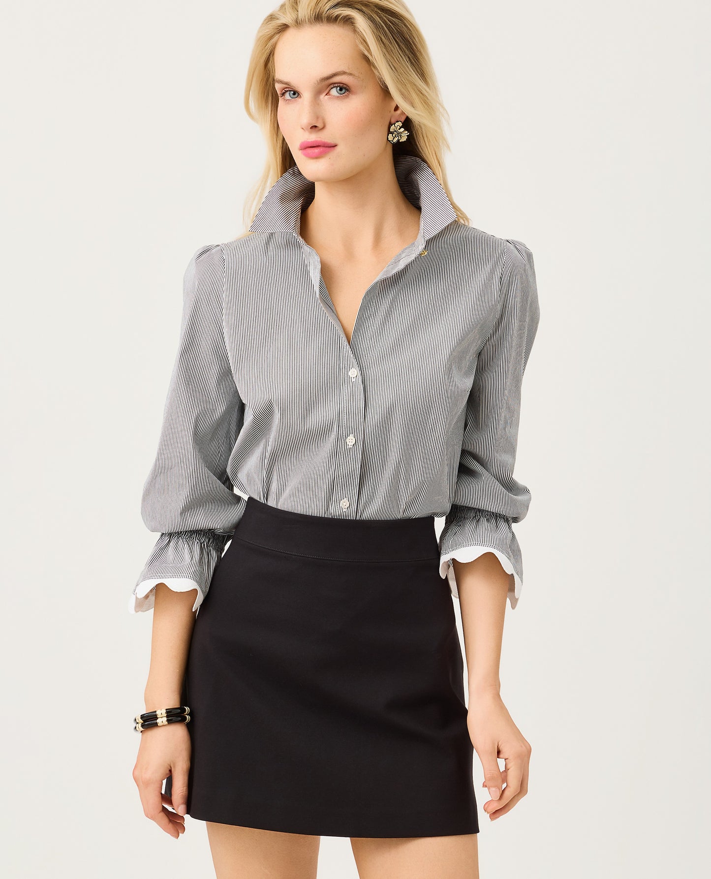 THE RICRAC LILLY SHIRT - NOIR - MIRROR SHIRTING STRIPE