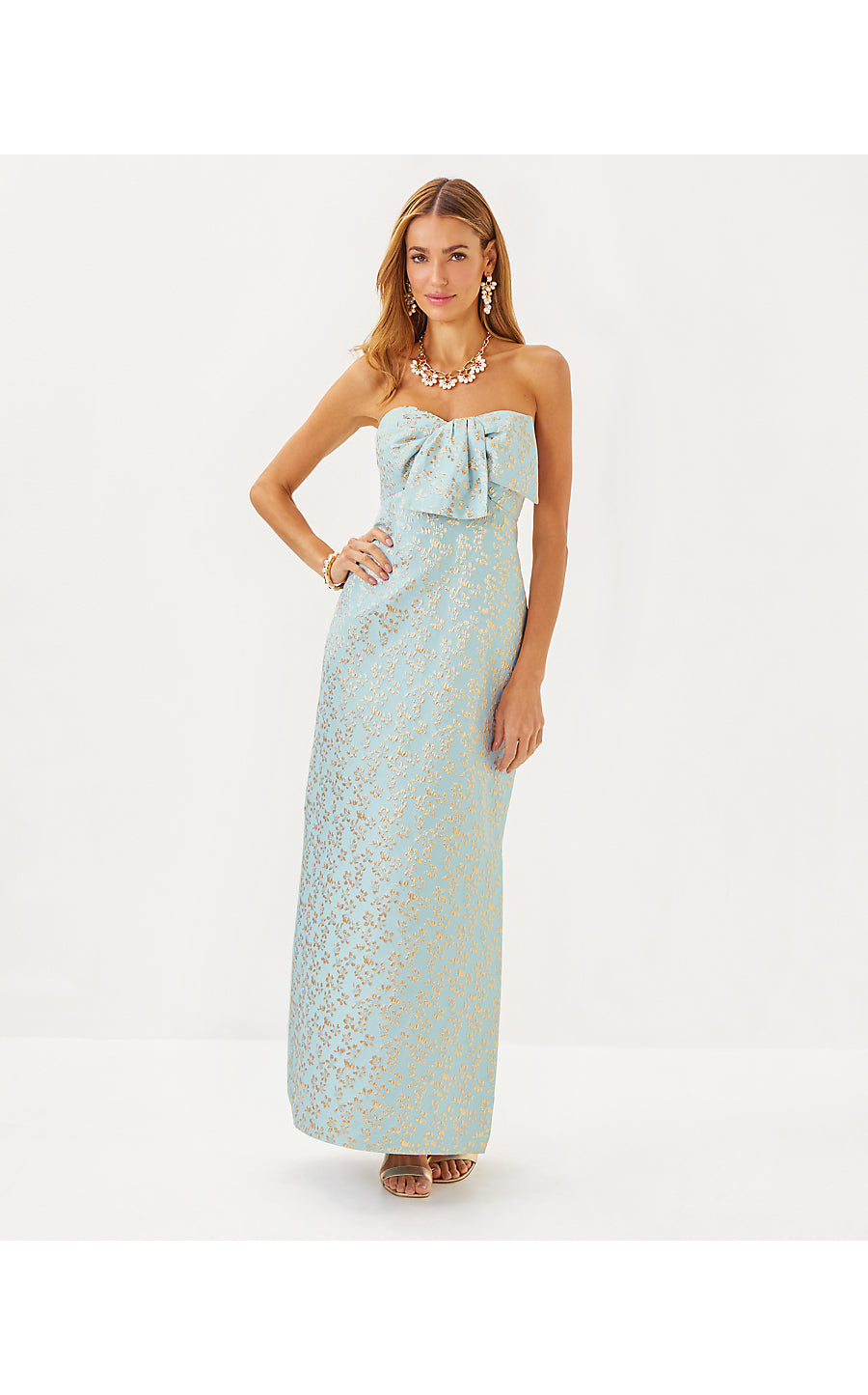 CARLYNN MAXI DRESS - BLUETTE - DITSY DAISY METALLIC BROCADE