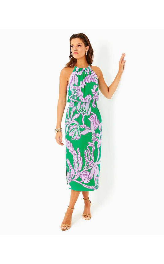 GRACELYN HALTER MIDI DRESS - BRAZILIAN GREEN - SALTY SANDBAR