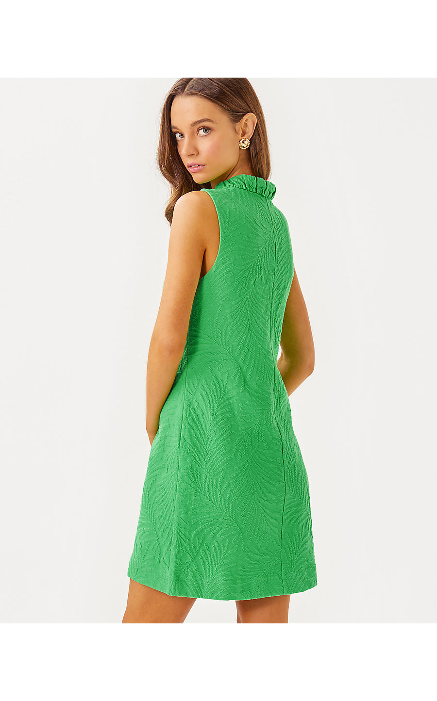 ELSEY SHIFT - FAUNA GREEN - LEAFY KNIT PUCKER JACQUARD