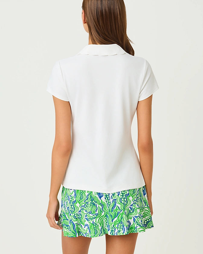 Frida Scallop Polo UPF 50+ -Resort White